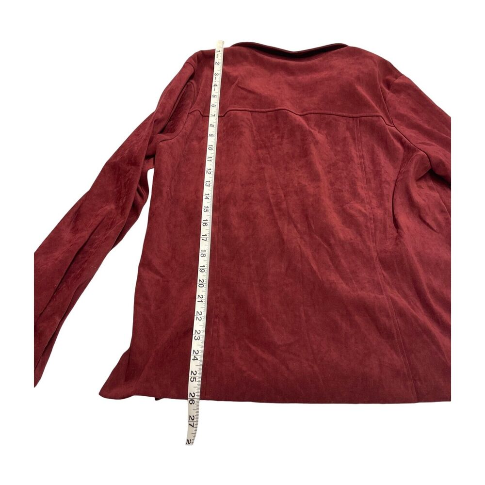 Sag Harbor 2-Piece Skirt Suit Women's 16 Maroon Stretch Collared Elastic Waist - Picture 6 of 12